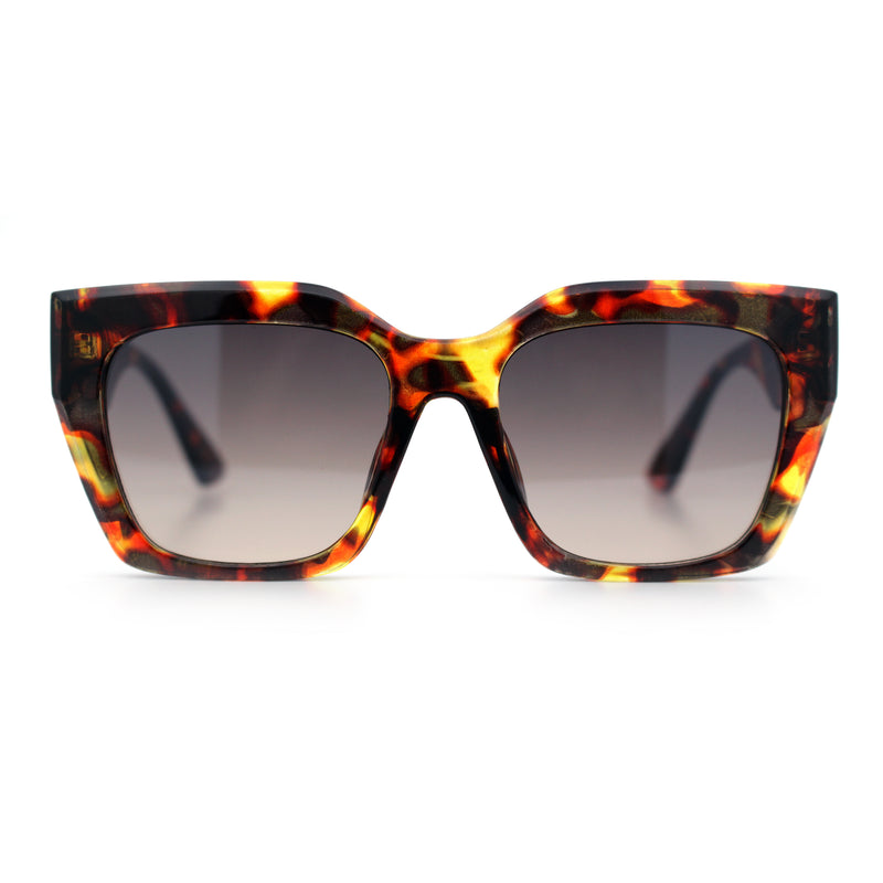 Womens Thick Square Horned Cat Eye Luxe Designer Rectangle Sunglasses