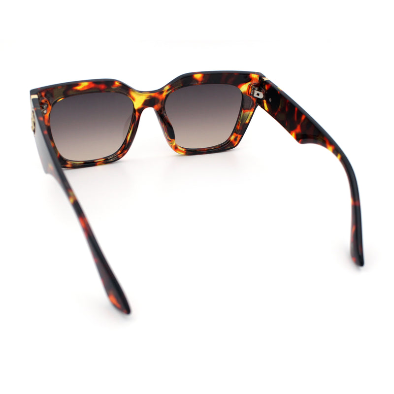 Womens Thick Square Horned Cat Eye Luxe Designer Rectangle Sunglasses