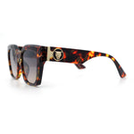 Womens Thick Square Horned Cat Eye Luxe Designer Rectangle Sunglasses