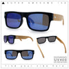 Thick Real Bamboo Wood Arm Square Narrow Rectangle Horn Rim Sunglasses