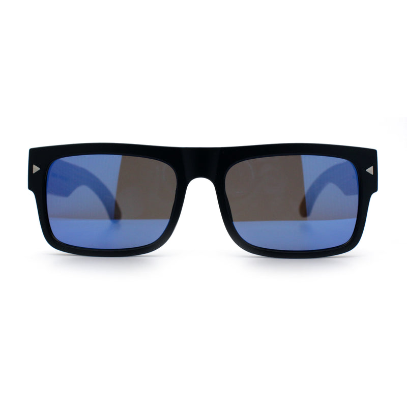Thick Real Bamboo Wood Arm Square Narrow Rectangle Horn Rim Sunglasses