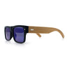 Thick Real Bamboo Wood Arm Square Narrow Rectangle Horn Rim Sunglasses