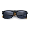 Thick Real Bamboo Wood Arm Square Narrow Rectangle Horn Rim Sunglasses