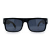 Thick Real Bamboo Wood Arm Square Narrow Rectangle Horn Rim Sunglasses