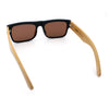 Thick Real Bamboo Wood Arm Square Narrow Rectangle Horn Rim Sunglasses