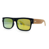 Thick Real Bamboo Wood Arm Square Narrow Rectangle Horn Rim Sunglasses