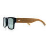 Thick Real Bamboo Wood Arm Square Narrow Rectangle Horn Rim Sunglasses