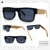 Thick Real Bamboo Wood Arm Square Narrow Rectangle Horn Rim Sunglasses