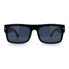 Thick Real Bamboo Wood Arm Square Narrow Rectangle Horn Rim Sunglasses