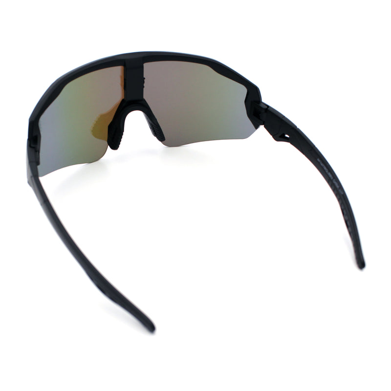 Polarized Mens Classic Oversized Mirror Wrap Half Rim Sport Plastic Sunglasses