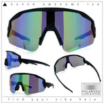 Polarized Mens Classic Oversized Mirror Wrap Half Rim Sport Plastic Sunglasses