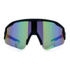 Polarized Mens Classic Oversized Mirror Wrap Half Rim Sport Plastic Sunglasses
