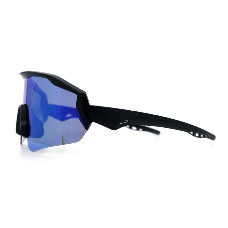 Polarized Mens Classic Oversized Mirror Wrap Half Rim Sport Plastic Sunglasses