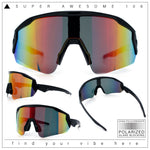 Polarized Mens Classic Oversized Mirror Wrap Half Rim Sport Plastic Sunglasses