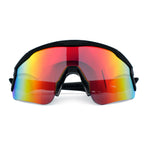Polarized Mens Classic Oversized Mirror Wrap Half Rim Sport Plastic Sunglasses