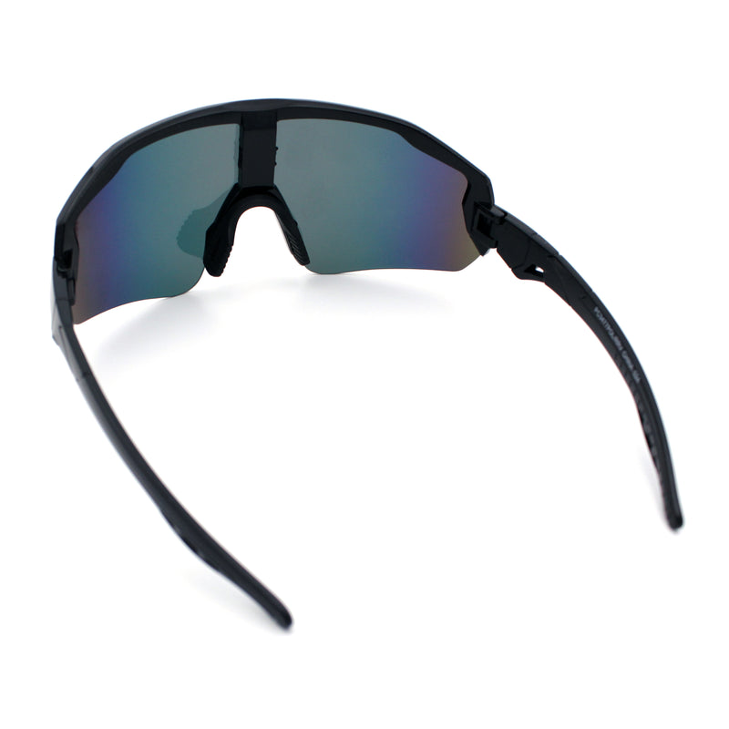 Polarized Mens Classic Oversized Mirror Wrap Half Rim Sport Plastic Sunglasses