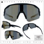 Polarized Mens Classic Oversized Mirror Wrap Half Rim Sport Plastic Sunglasses