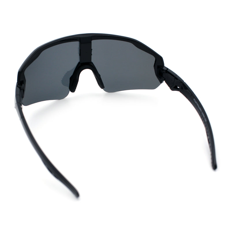 Polarized Mens Classic Oversized Mirror Wrap Half Rim Sport Plastic Sunglasses