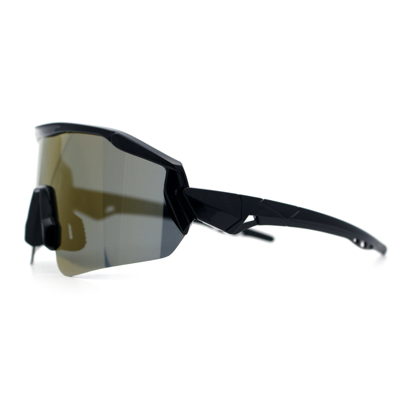 Polarized Mens Classic Oversized Mirror Wrap Half Rim Sport Plastic Sunglasses