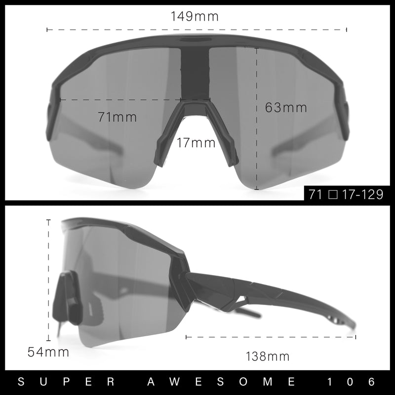 Polarized Mens Classic Oversized Mirror Wrap Half Rim Sport Plastic Sunglasses