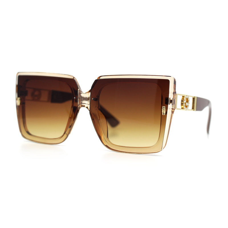 Womens Squared Half Rim Exposed Lens Plastic Butterfly Fashion Sunglasses