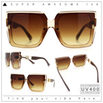 Womens Squared Half Rim Exposed Lens Plastic Butterfly Fashion Sunglasses