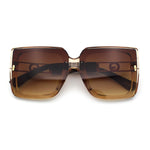 Womens Squared Half Rim Exposed Lens Plastic Butterfly Fashion Sunglasses