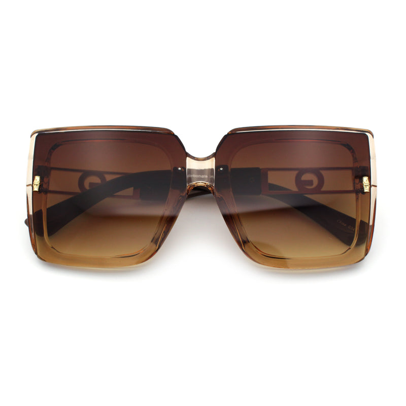 Womens Squared Half Rim Exposed Lens Plastic Butterfly Fashion Sunglasses