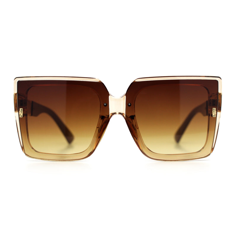 Womens Squared Half Rim Exposed Lens Plastic Butterfly Fashion Sunglasses