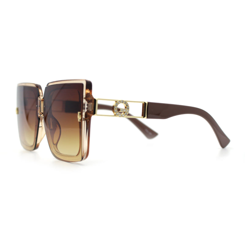 Womens Squared Half Rim Exposed Lens Plastic Butterfly Fashion Sunglasses