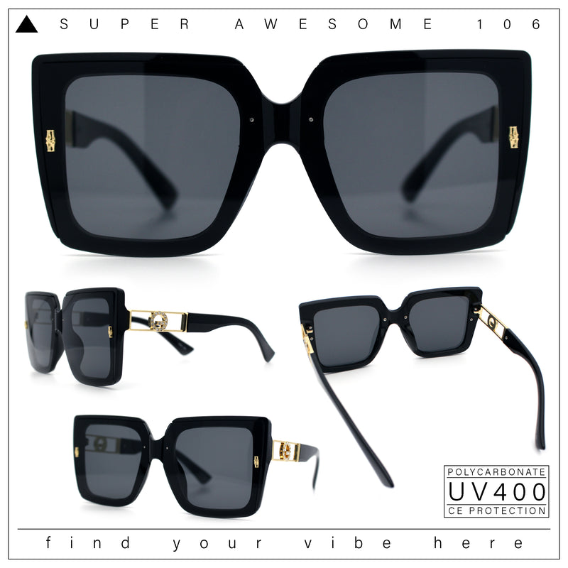 Womens Squared Half Rim Exposed Lens Plastic Butterfly Fashion Sunglasses