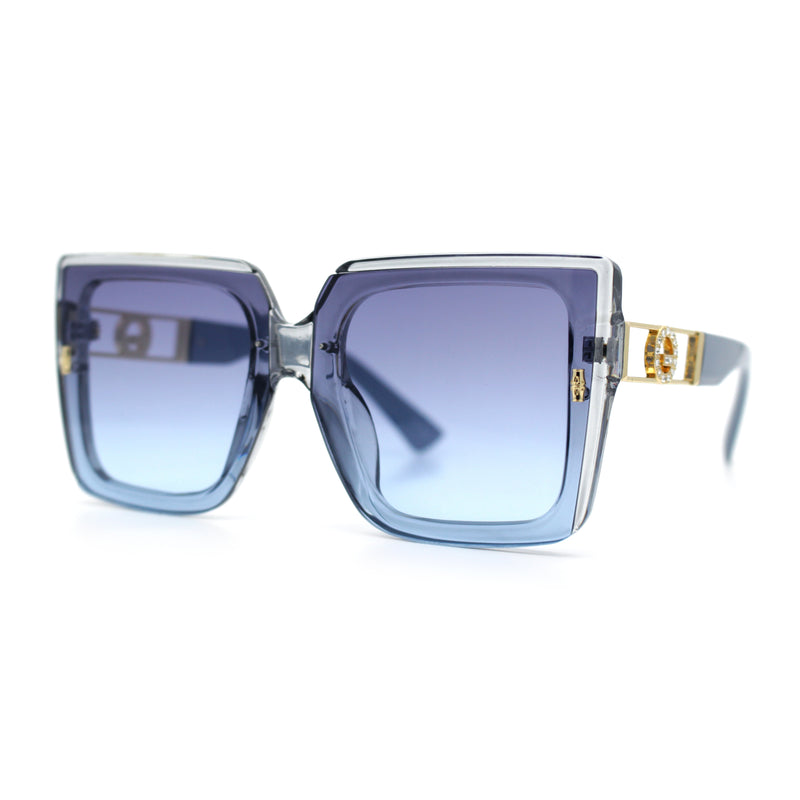 Womens Squared Half Rim Exposed Lens Plastic Butterfly Fashion Sunglasses