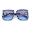 Womens Squared Half Rim Exposed Lens Plastic Butterfly Fashion Sunglasses