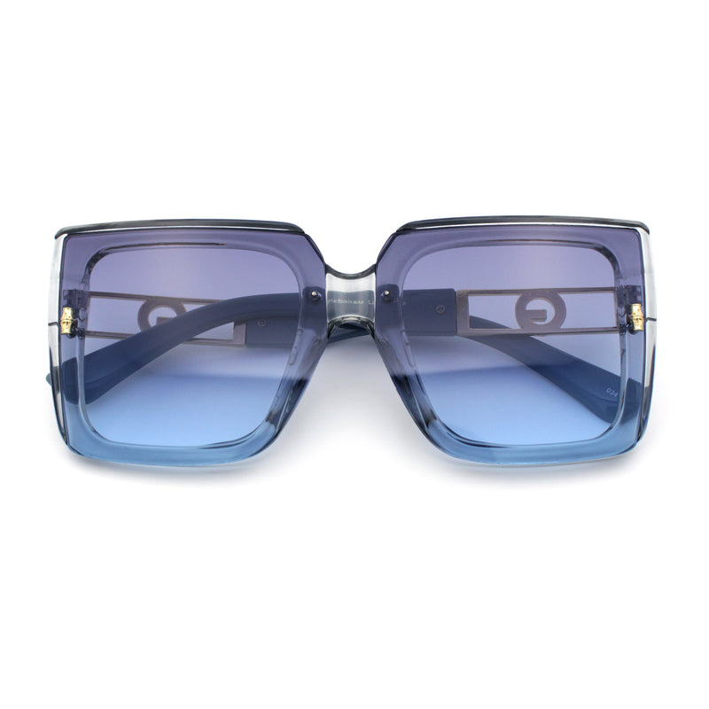 Womens Squared Half Rim Exposed Lens Plastic Butterfly Fashion Sunglasses