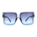 Womens Squared Half Rim Exposed Lens Plastic Butterfly Fashion Sunglasses