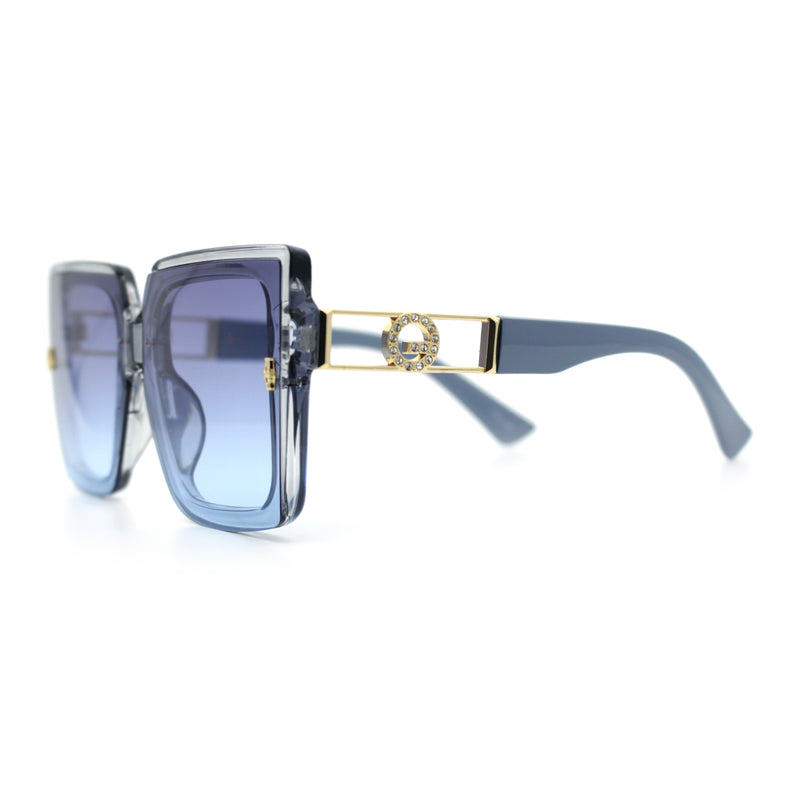 Womens Squared Half Rim Exposed Lens Plastic Butterfly Fashion Sunglasses