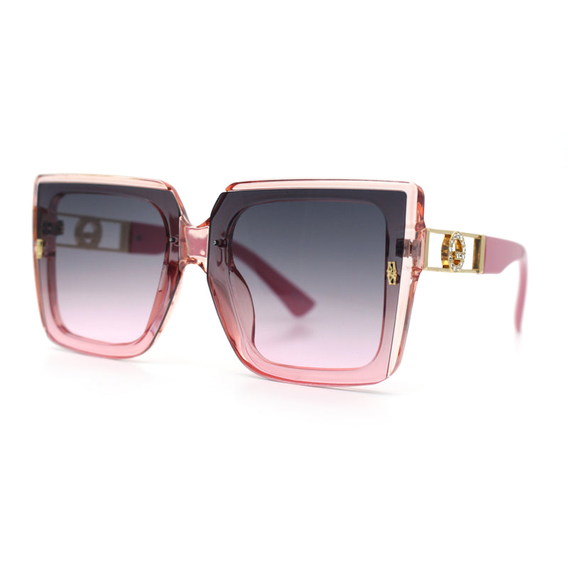 Womens Squared Half Rim Exposed Lens Plastic Butterfly Fashion Sunglasses