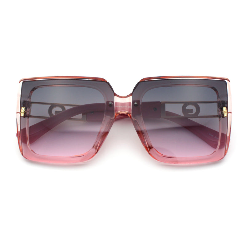 Womens Squared Half Rim Exposed Lens Plastic Butterfly Fashion Sunglasses