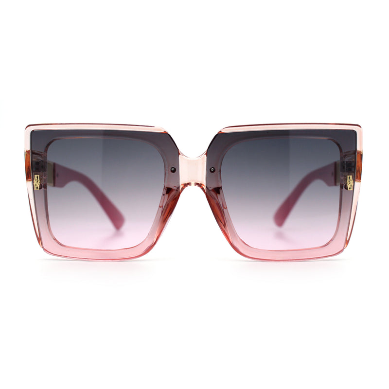 Womens Squared Half Rim Exposed Lens Plastic Butterfly Fashion Sunglasses