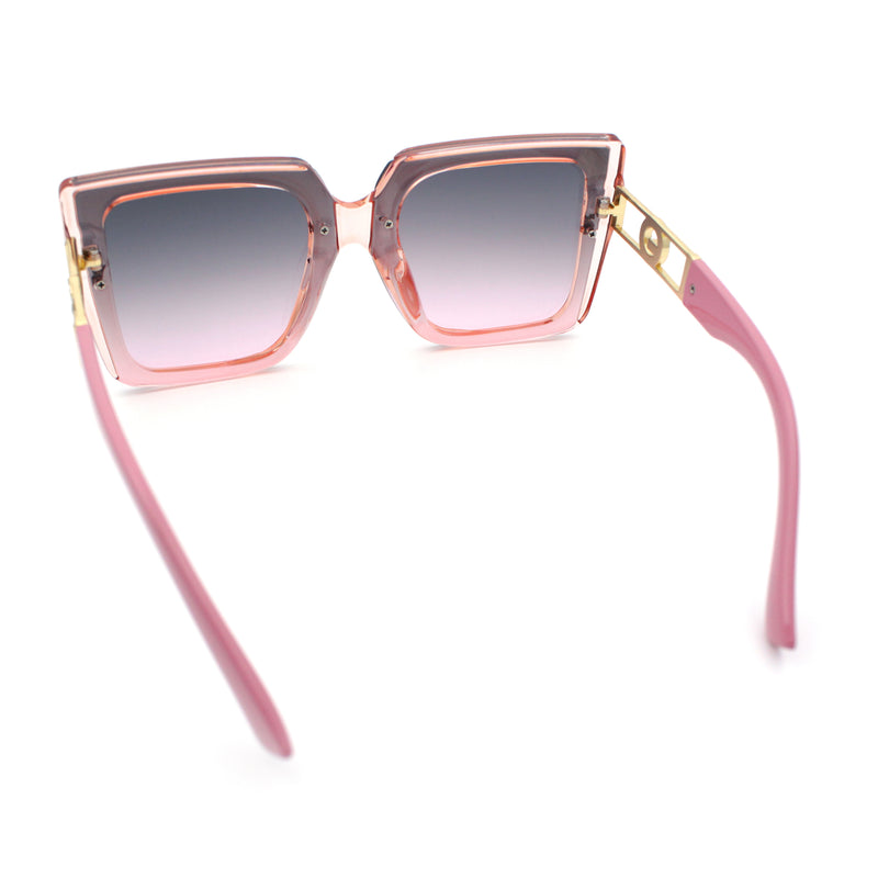 Womens Squared Half Rim Exposed Lens Plastic Butterfly Fashion Sunglasses