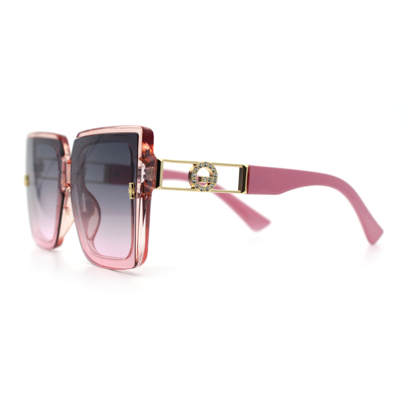Womens Squared Half Rim Exposed Lens Plastic Butterfly Fashion Sunglasses