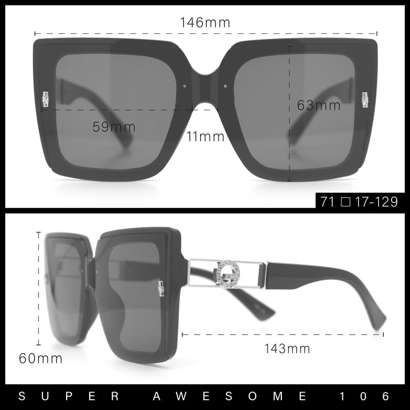 Womens Squared Half Rim Exposed Lens Plastic Butterfly Fashion Sunglasses