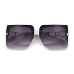 Womens Squared Half Rim Exposed Lens Plastic Butterfly Fashion Sunglasses