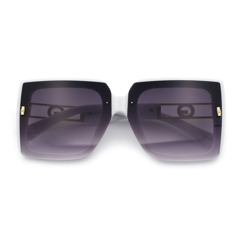 Womens Squared Half Rim Exposed Lens Plastic Butterfly Fashion Sunglasses
