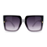 Womens Squared Half Rim Exposed Lens Plastic Butterfly Fashion Sunglasses