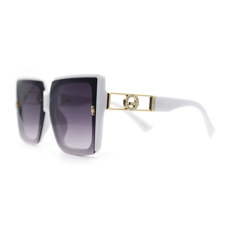 Womens Squared Half Rim Exposed Lens Plastic Butterfly Fashion Sunglasses