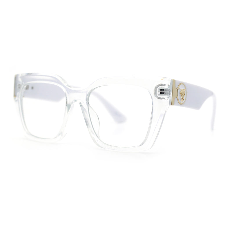 Womens Luxury Jaguar Head Jewel Thick Horn Cat Eye Clear Fashion Eyeglasses