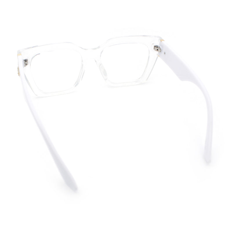 Womens Luxury Jaguar Head Jewel Thick Horn Cat Eye Clear Fashion Eyeglasses