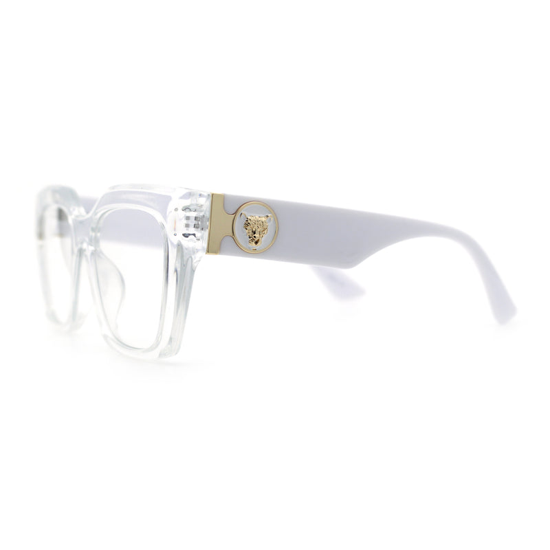 Womens Luxury Jaguar Head Jewel Thick Horn Cat Eye Clear Fashion Eyeglasses