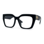 Womens Luxury Jaguar Head Jewel Thick Horn Cat Eye Clear Fashion Eyeglasses